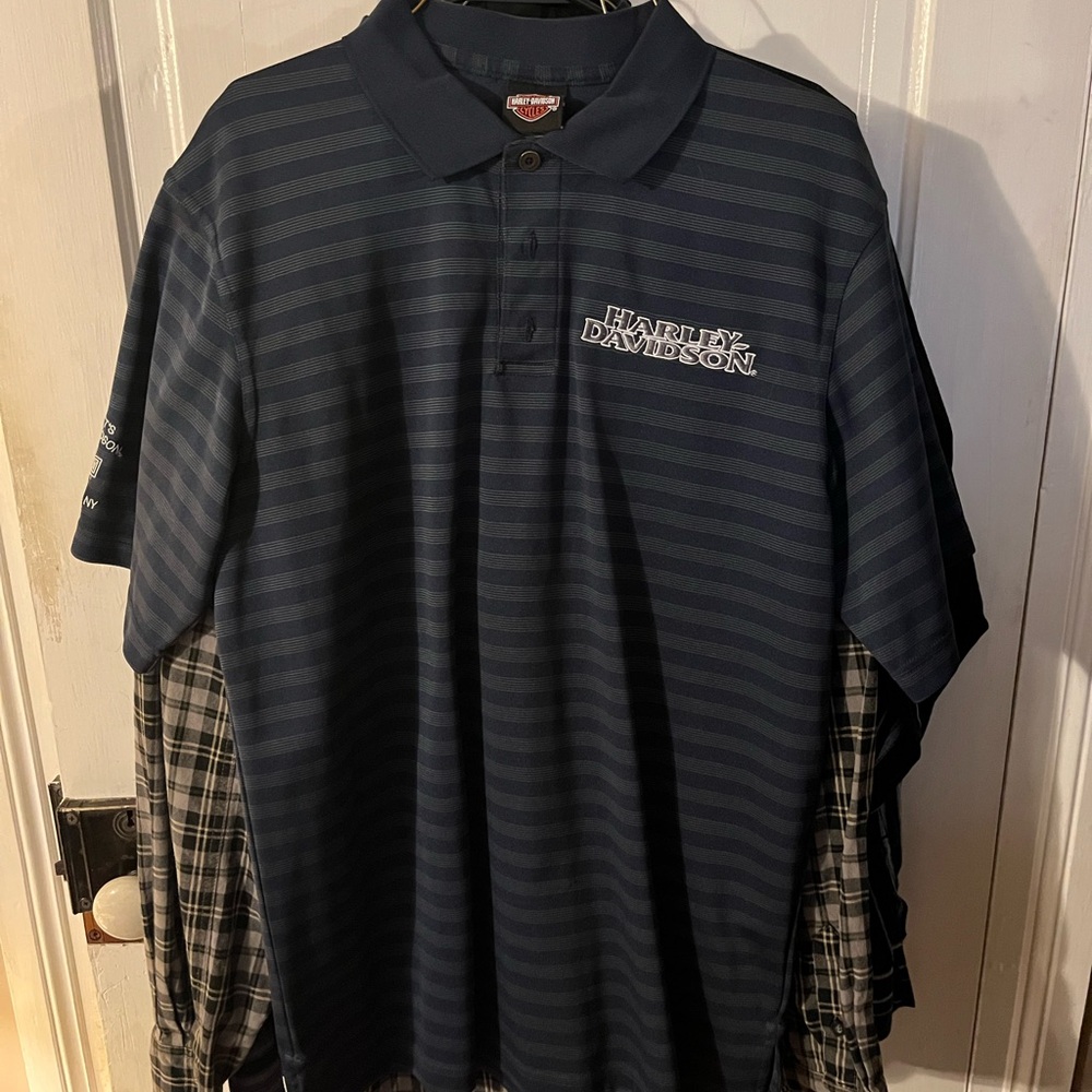 Harley-Davidson Men's Striped Polo in Dark Blue
